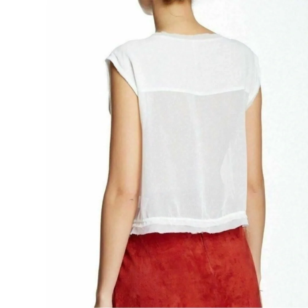NWT | Free People Pennies Storytellers Sheer Raw Edge Top - Picture 3 of 8